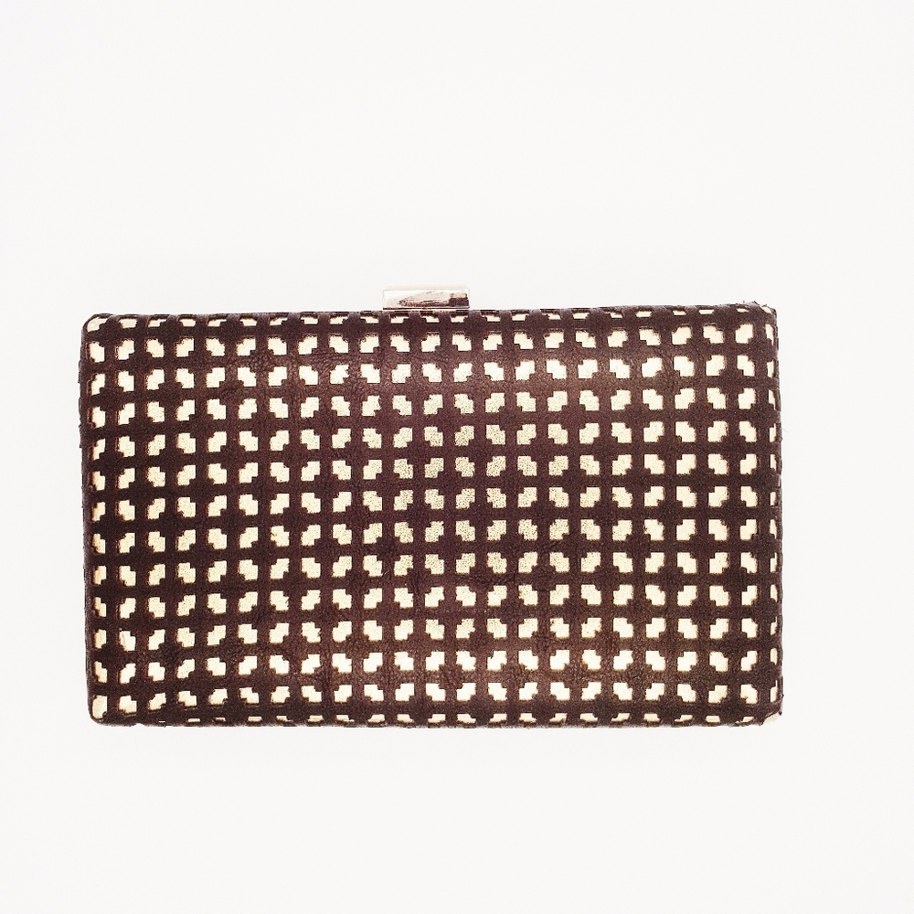 Gold Metallic Black Lasercut Clutch - Picture 2 of 4